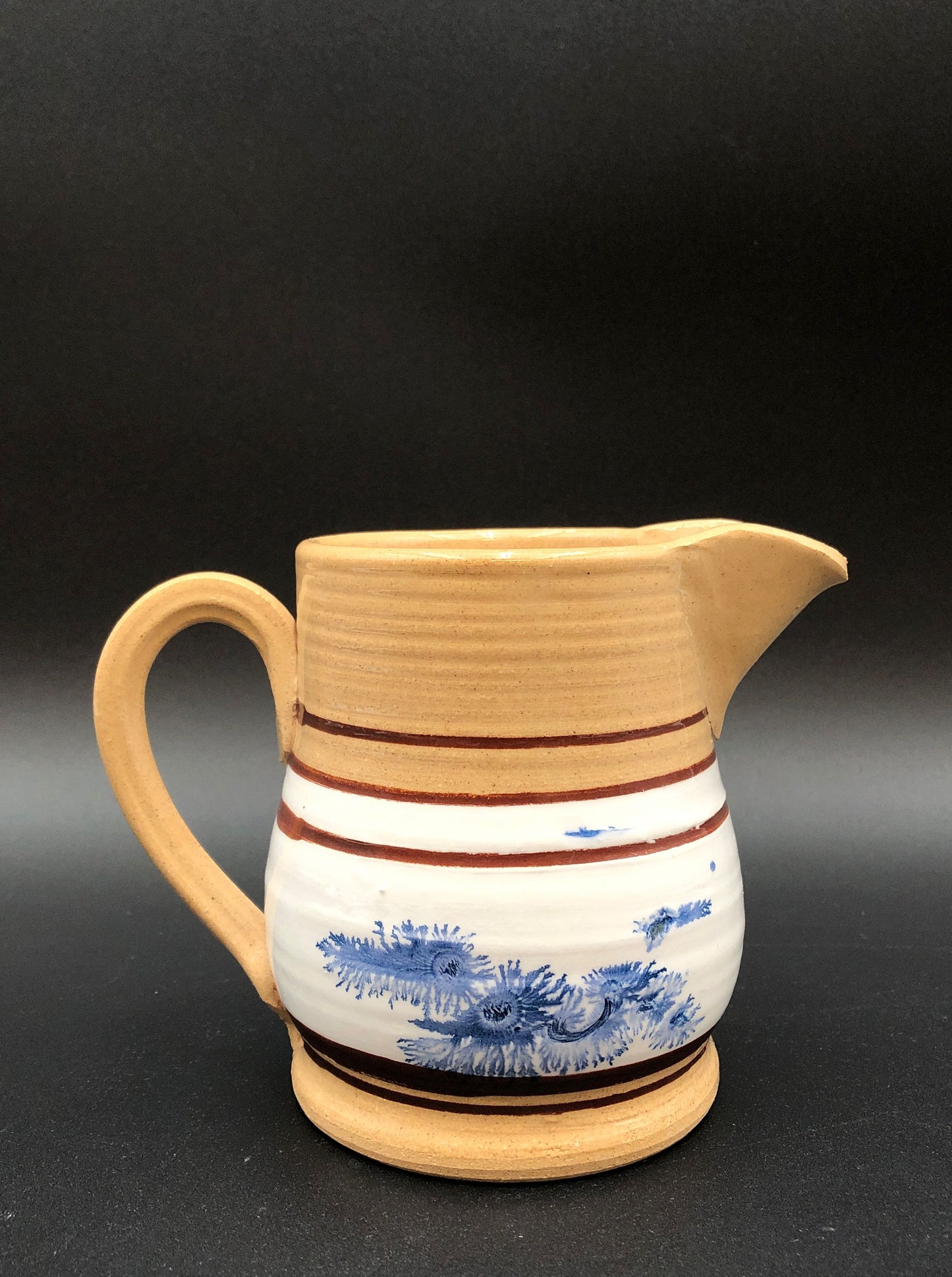 Vintage East Knoll Pottery - Mocha Yellow Ware - Small Pitcher