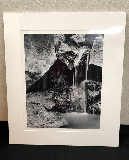 Black & White Photograph - Box Canyon Spring, Ghost Ranch, NM - Matted & Signed