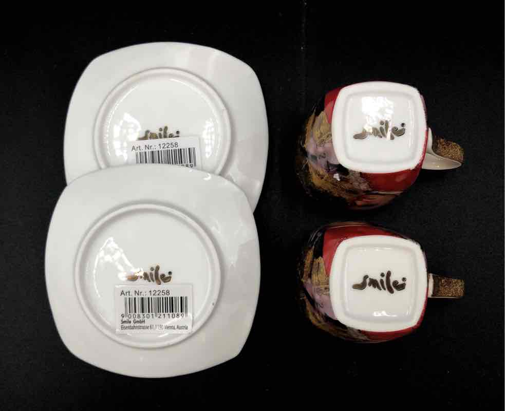 Smile Wolfgang Amadeus Mozart Square Tea Cup And Saucer 4 Piece Set In Box