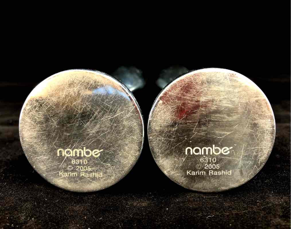 Pair Of Nambe Silver Aluminum Candlestick Holders - Karim Rashid - 6310